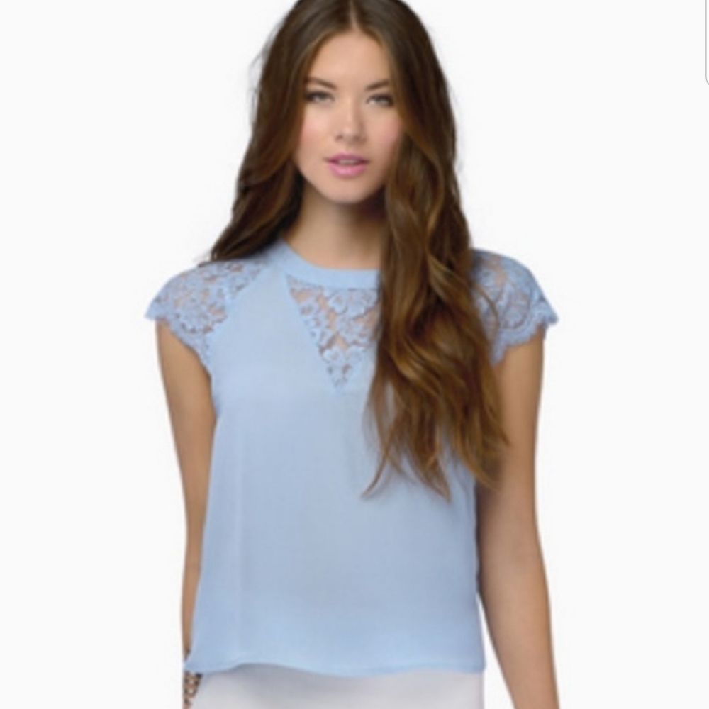Tobi Blue Lace Blouse